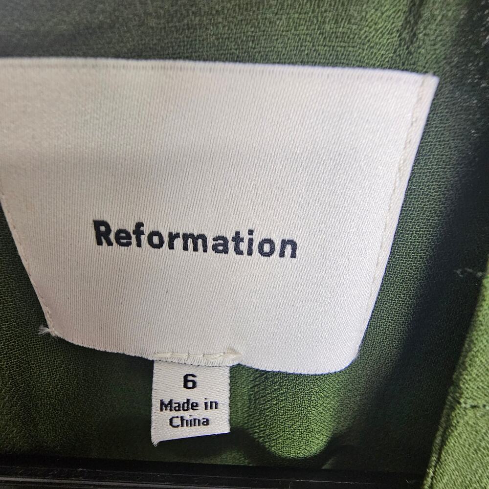 Reformation Womens Sabra Pleated Midi Dress Sz 6 Fern Green Teachercore Academia - Picture 7 of 10
